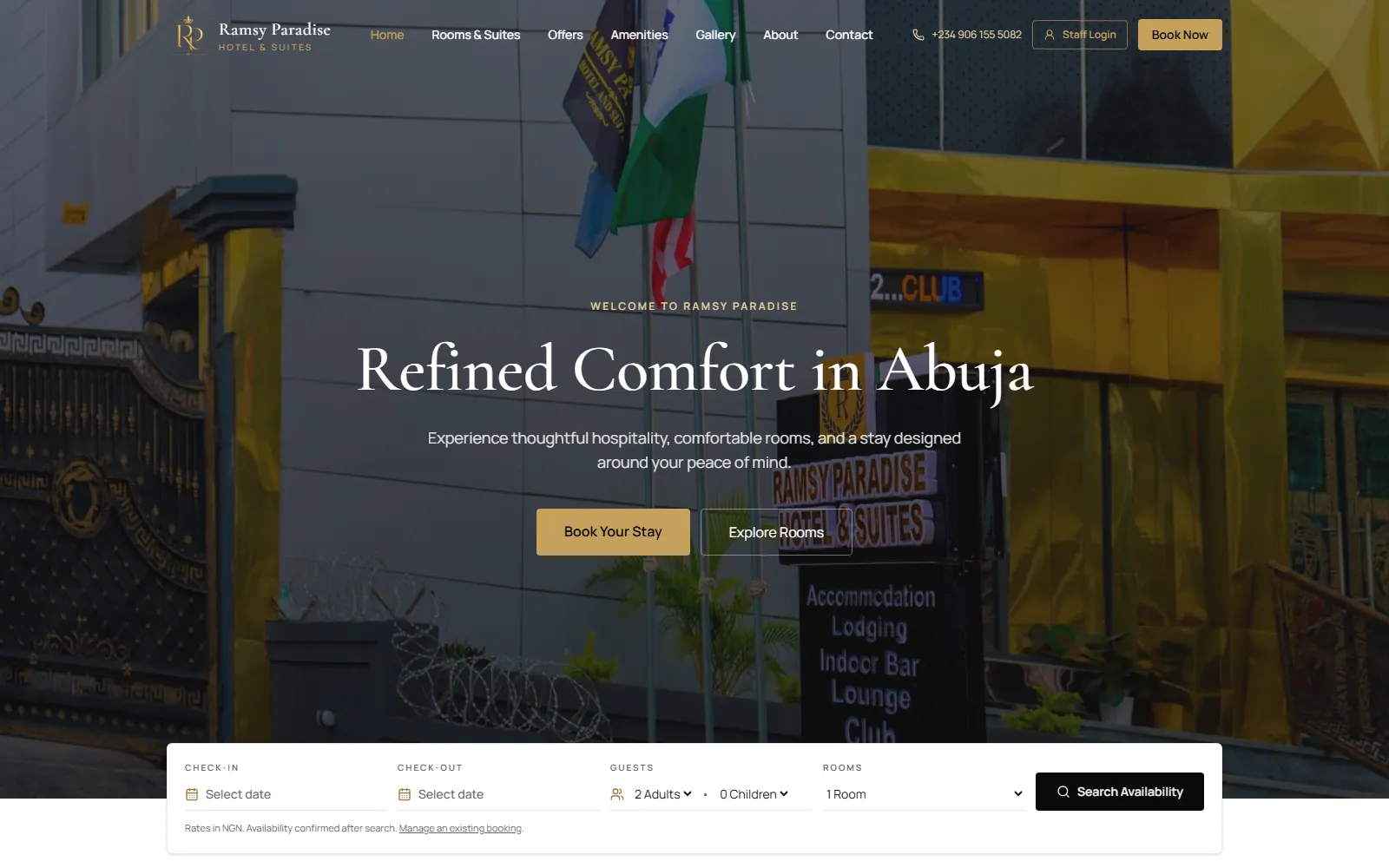 Ramsy Paradise Hotel website